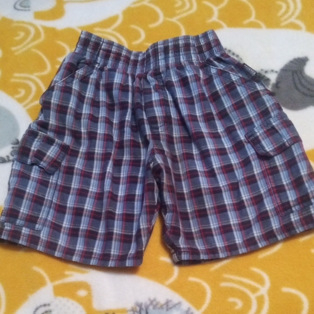OshKosh B'gosh 2T Blue & Red Plaid Shorts Elastic Waistband 4 Pockets